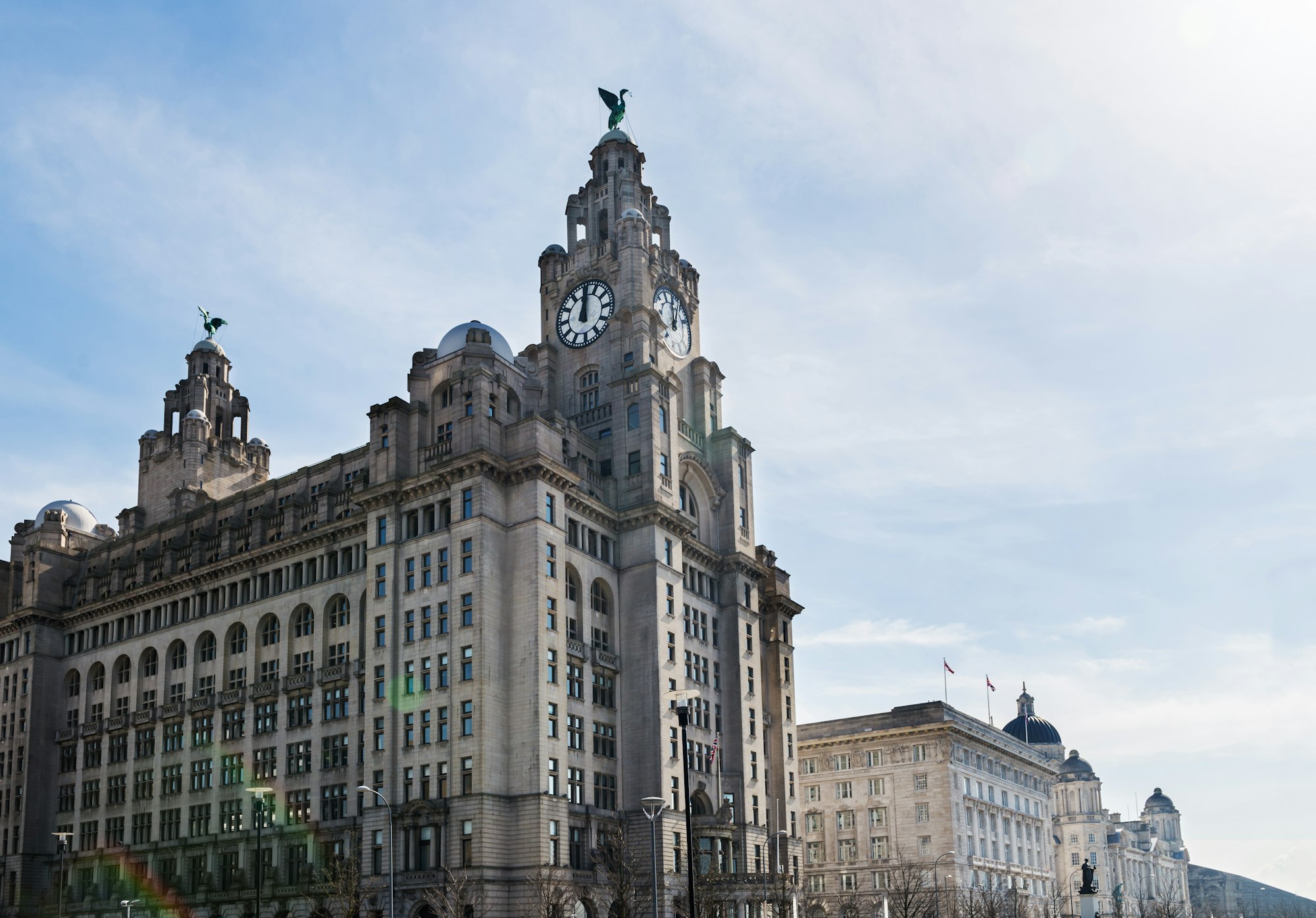 Beautiful sunny day in Liverpool, UK, different views of the cit