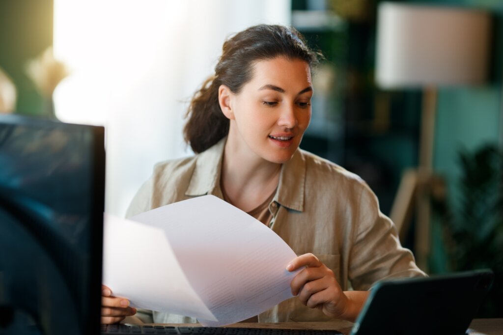 woman working at home